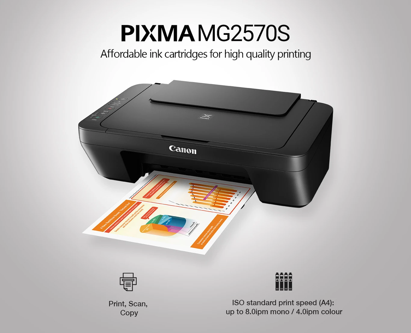 Canon MG2570S Multi-function Color Inkjet Printer (Ink Cartridge)