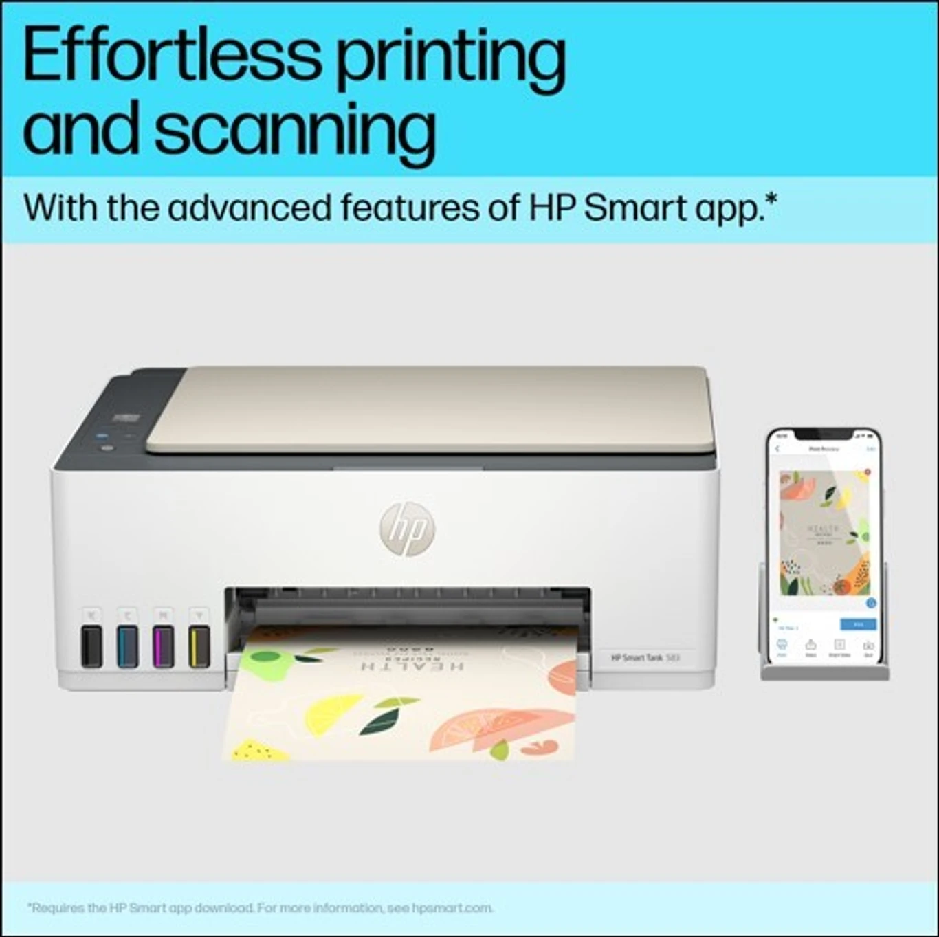 HP Smart Tank All in One 523 Multi-function Color Ink Tank Printer (Borderless Printing) for Print/Copy/Scan with Up to 4000 pages of Black or 6000 pages of color ink in the box (4 Ink Bottles Included) - Image 4